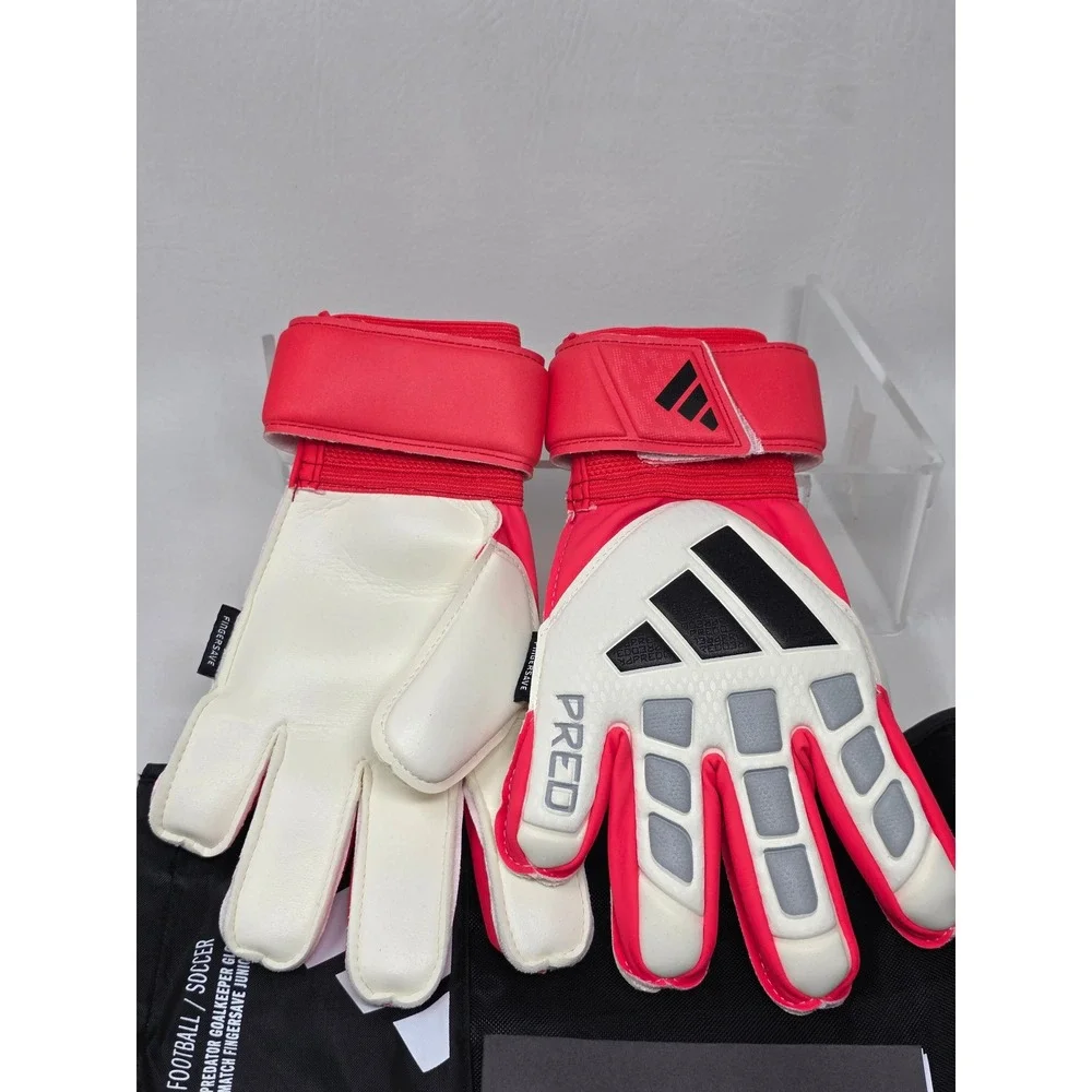 Adidas Predator Match Fingersave Junior Goalkeeper Gloves Red White KA7790 Sz 5